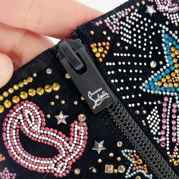 Christian Louboutin So Kate Starlight Strass Black Suede Crystal Booties EU 37.5 - Picture 8 of 13